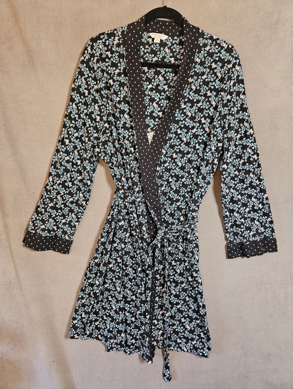 Charter Club Intimates Womens Plus 3X Bath Robe Blue Black Butterfly Y2K